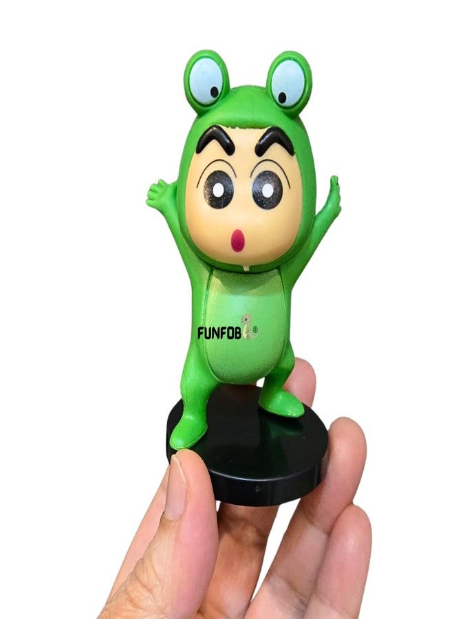 FUNFOB Shinchan Action Figure Height -8cm | Shin chan Figurine Cartoon Figures Toys for Boys & Girls PVC Multicolour | Green Frog Dress - Image 4